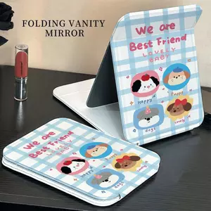 Gương gập mini bốn chú chỏ thân thiết nền xanh phong cách Ins bán chạy