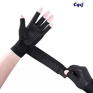 Găng tay sợi đồng CQCJ, Găng tay thể thao ngoài trời bằng sợi đồng giữ ấm, Găng tay màn hình cảm ứng nửa ngón tay mùa thu đông màu đen chất lượng cao dành cho nam giới