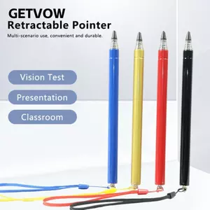 GETVOW 1 Con trỏ giáo viên, Con trỏ có thể thu vào bằng thép không gỉ, Chất lượng cao với dây buộc Cuộc họp con trỏ bảng trắng đa chức năng