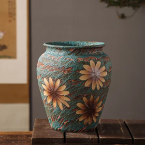 Vintage Gốm Sứ Hoa Hướng Dương Chậu Boho Phong Cách Handmade Chậu Trồng Bình Hoa Nghệ Thuật Tranh Sơn Dầu Thiết Kế Cho Nhà Sân Vườn Bàn Trung Tâm Trong Nhà Trang Trí Ngoài Trời