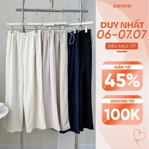 Quần bầu suông ống rộng ONI Pants lưng chun vải đũi cao cấp ít nhăn cho mẹ bầu và big size BY LAMME