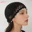 HFSHY Nhẹ Rỗng Dệt Beanies Ngọc Trai Viền Retro Mũ Chui Đầu Thời Trang Cho Mùa Thu Dạo Phố VN