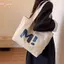 HFSHY Túi Tote Canvas Màu Be In Chữ Dung Tích Lớn Bền Có Thể Giặt Được Cho Học Sinh Schoolmute Tạp Hóa Mua Sắm VN