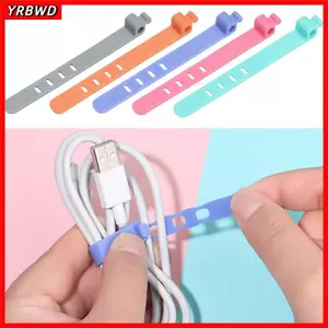 YRBWD 5 Chiếc 4 Lỗ Cáp Cuộn Dây Tai Nghe Dây Silicon USB Dây Buộc