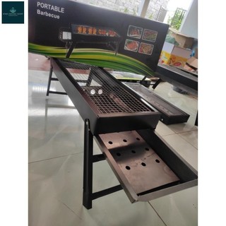 Bếp Nướng Than hoa - Bếp Nướng Ngoài Trời Vuông Dài Chất Liệu Thép Carbon tiện dụng có chân đế xếp gọn