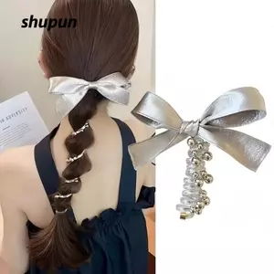 Dây cao su xoắn ốc SHUPUN, Phụ kiện tóc bện bong bóng Dây buộc tóc đàn hồi, Dây buộc tóc nơ bạc tạo kiểu tóc