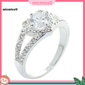 MIC _ Women Giả Bạc Pha Lê Tình Yêu Hình Trái Tim Nhẫn Cô Dâu Trang Sức Cưới