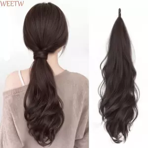 Bộ tóc giả đuôi ngựa WEETW Wave, Phần mở rộng đuôi ngựa xoăn dài 24 inch, Bộ tóc đuôi ngựa xếp lớp lông tơ tổng hợp thời trang Sử dụng hàng ngày