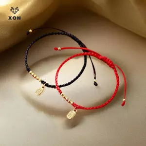 Handmade Phong Cách Trung Quốc Hạt Fu Phước Lành Luy Vòng Tay Cặp Đôi Dành Cho Nữ Vòng Tay Dây Đỏ Quà Tặng Trang Sức Có Thể Điều Chỉnh [Mina]