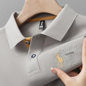Mùa Hè Nam Ngắn Tay Áo Thun Cao Cấp Thêu Ve Áo POLO Áo Sơ Mi Doanh Nhân Kích Thước Lớn Phù Hợp Với Nam Nửa Tay 1GVB