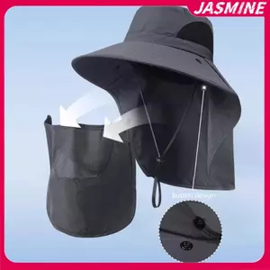 JASMINE Mũ Chống Nắng Mùa Hè Chống Tia UV Mũ Câu Cá Ngoài Trời Dành Cho Nam Nữ Đi Bộ Đường Dài Cắm Trại Tấm Che Buet Hat Ne Flap Người Cá Mũ JASMINE
