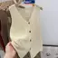 MAKY Mùa Hè Hàn Quốc Cotton Và Vải Lanh Thời Trang Màu Trơn Rời V-Ne Vest Dành Cho Nữ VN
