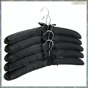 Móc treo có đệm Satin lớn 15 Inch, Móc treo lụa cho quần áo váy cưới, áo khoác, bộ đồ, áo sơ mi (Đen, 5 gói)