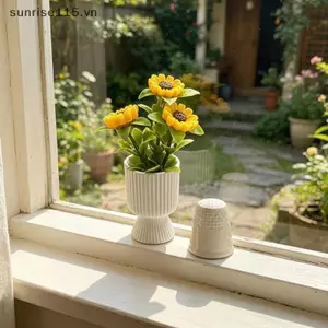 SSVN Thu Nhỏ Hoa Hướng Dương Chậu Cây Trang Trí 1 / 12 Nhà Búp Bê Trang Trí Mô Hình Đồ Chơi Micro Phong Cảnh Sân Vườn Cảnh Đạo Cụ Ảnh.