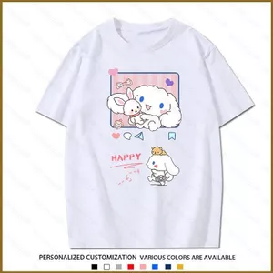 Sanrio Cinnamoroll hoạt hình chó Unisex Xu hướng thời trang mùa hè Áo thun Anime tay ngắn hàng đầu