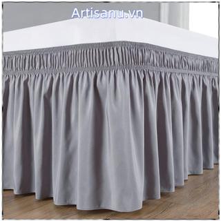 ARTISANU Xù váy bên giường màu trơn polyester, có thể tháo rời, co giãn, phụ kiện trang trí phòng ngủ