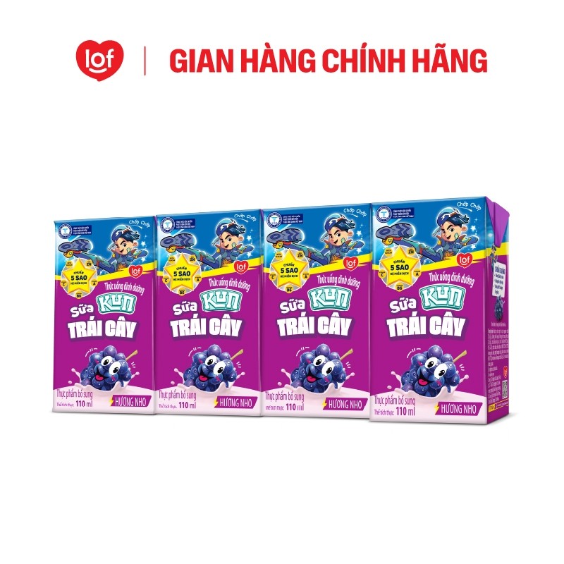 Sữa trái cây KUN vị nho thùng 48 hộp x 110ml