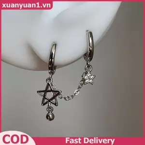XUAN 1 Màu Bạc Sao Dây Xích Đôi Tai Lỗ Xương Tai Móng Tay Y2K Thời Trang Hottie Bông Tai Nữ Trang Sức VN