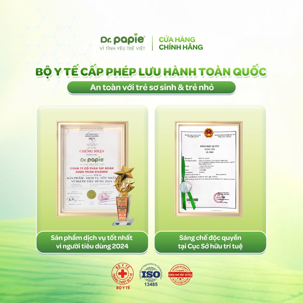 Combo 2 Khăn Hạ Sốt Bé Sơ Sinh Chiết Xuất Thảo Dược Giảm Sốt Chuẩn Nhi Khoa Ngăn Ngừa Co Giật Dr.Papie 0+ (25 khăn/hộp)