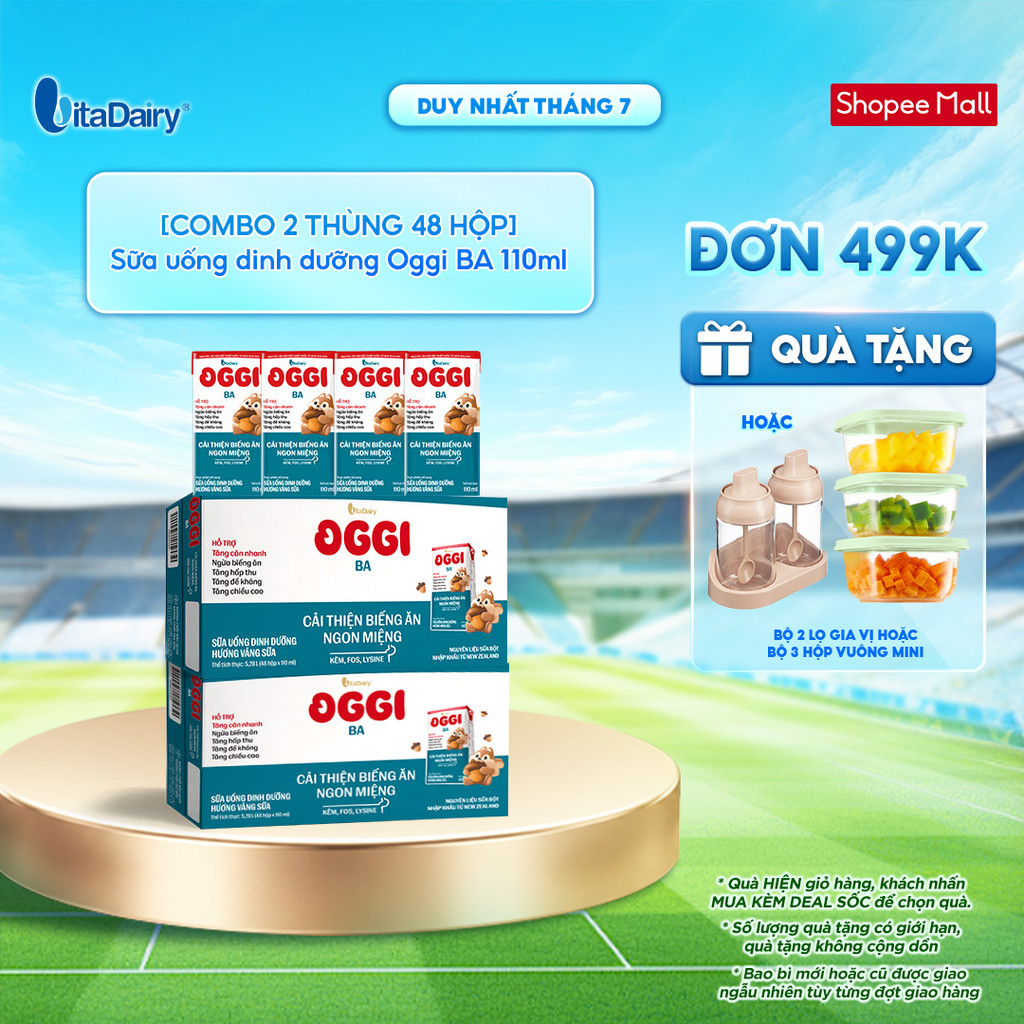 [COMBO 2 THÙNG 48 HỘP] Sữa uống dinh dưỡng Oggi BA - Giúp bé cải thiện biếng ăn, tăng cân nhanh, hấp thu tốt - Hộp 110ml