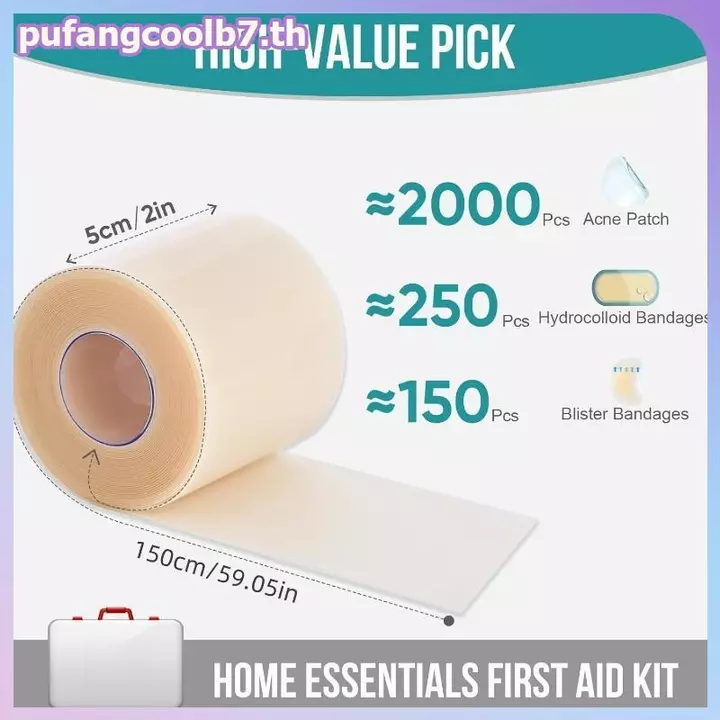 Cuộn băng dán vết thương thủy keo PUCOOL Băng dán thấm tự dính để chăm sóc vết thương nhỏ sau phẫu thuật Sử dụng tại nhà.