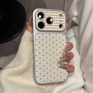 Thời Trang Da Sang Trọng Cho IPhone 17 11 16 15 14 13 12 Pro Max Windows Trường Hợp Điện Thoại Polka Dot Cổ Điển