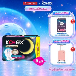 Lốc 8 gói BVS Kotex Siêu Ban Đêm 35cm Mặt bông Êm Mềm chống tràn sau 8+1 miếng