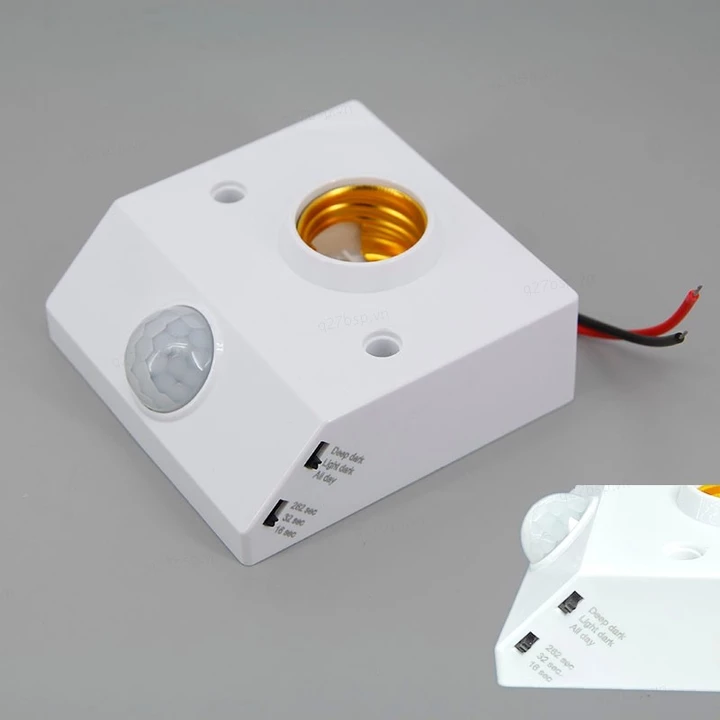 AC 110-240V LED E27 Đế Giá Đỡ Đèn Hồng Ngoại Tự Động Cảm Biến Hồng Ngoại IR Bóng Đèn LED Phát Hiện Chuyển Động PIR Ổ Cắm Đèn Tường VN27B