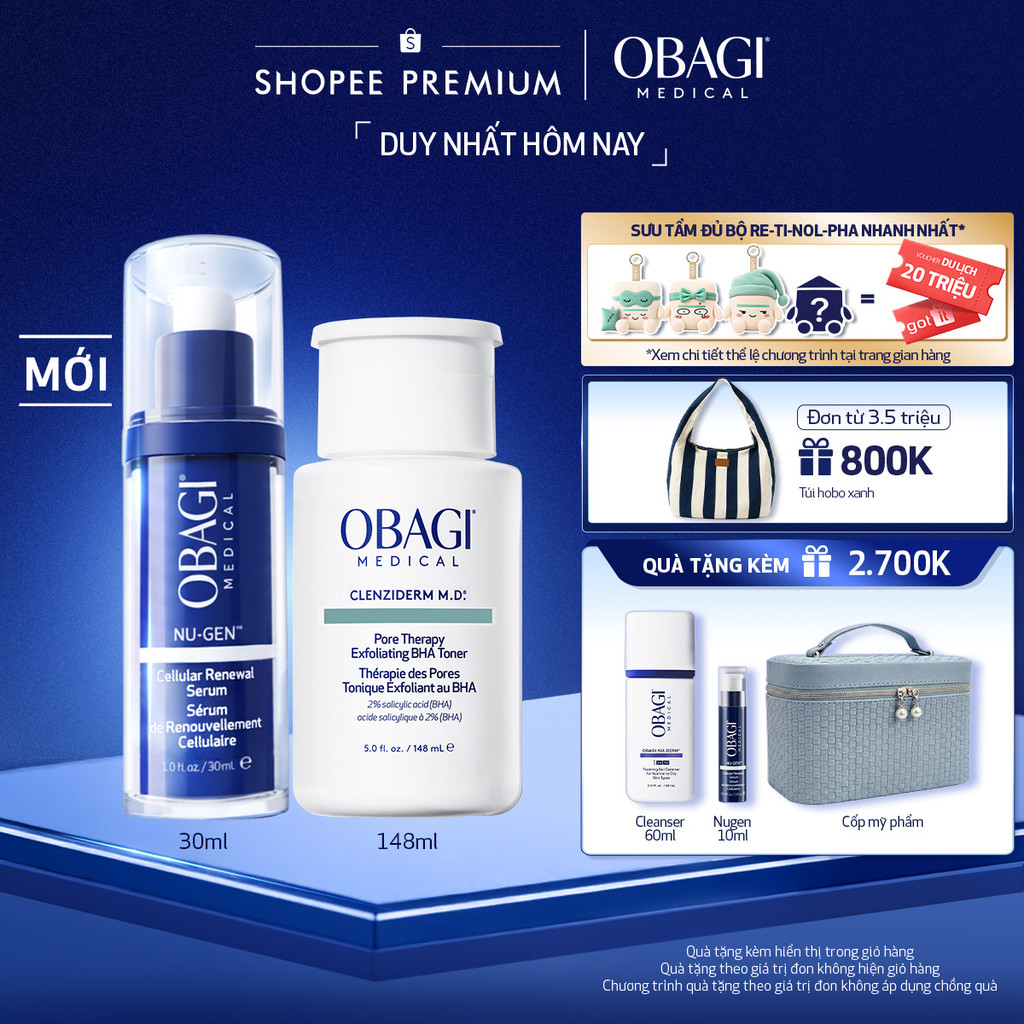 Combo Serum Kích Hoạt Năng Lượng Tế Bào Obagi Nugen 30ml & Toner BHA Clenziderm M.D. Exfoliating 148ml