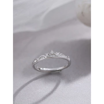 nhẫn bạc nữ nhẫn bạc Bạc 925 Vương Miện Nhẫn Bạc Sterling Thời Trang Tinh Tế Zircon Mở Chỉ Số Có Thể Điều Chỉnh Nhẫn Nữ Cao Cấp Cảm Giác