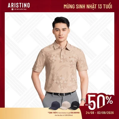 ARISTINO Áo Polo Nam Tay Ngắn Business 1PS011AZ Polyamide Dáng Fiero Suông Rộng Mềm Mịn Mỏng Nhẹ Co Giãn