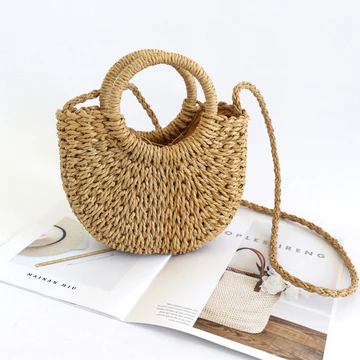 Women's Woven Straw Handbag – Pink