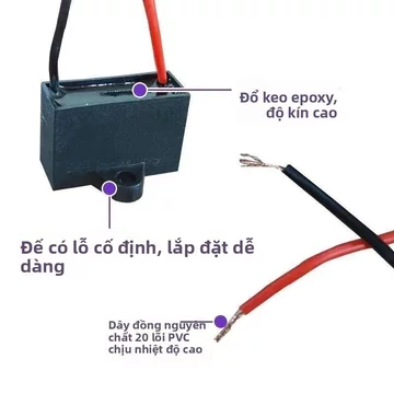 Tụ điện quạt CBB61 50 cái, quạt đứng quạt treo quạt trần, tụ khởi động.5uf đa năng, bán chạy giao nhanh