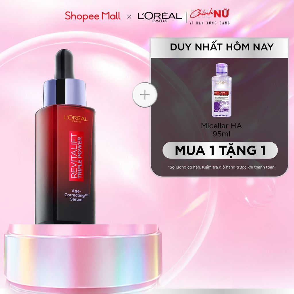 Dưỡng chất serum với ba loại peptides giảm nhăn, tăng độ săn chắc da L'Oréal Paris Revitalift Triple Power 30ml