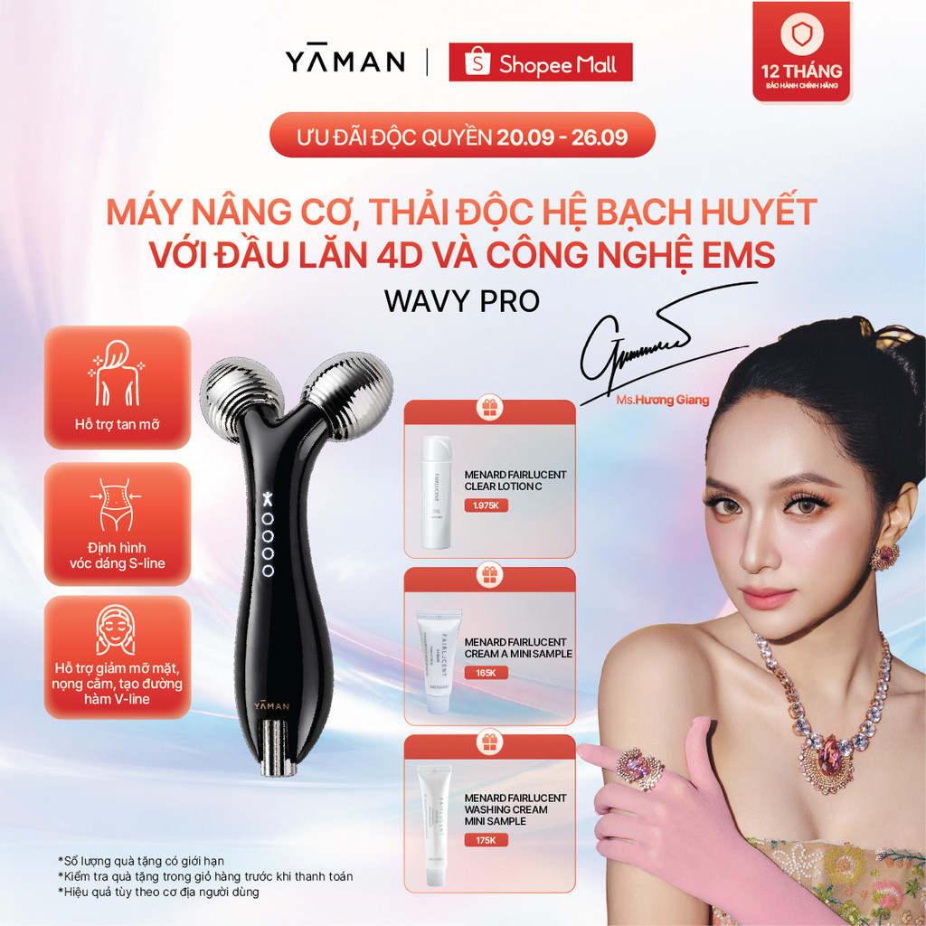 [MUA 1 TẶNG 1] Máy nâng cơ thải độc hệ bạch huyết YAMAN với đầu lăn lốc xoáy 4D Extra và công nghệ EMS WAVY PRO