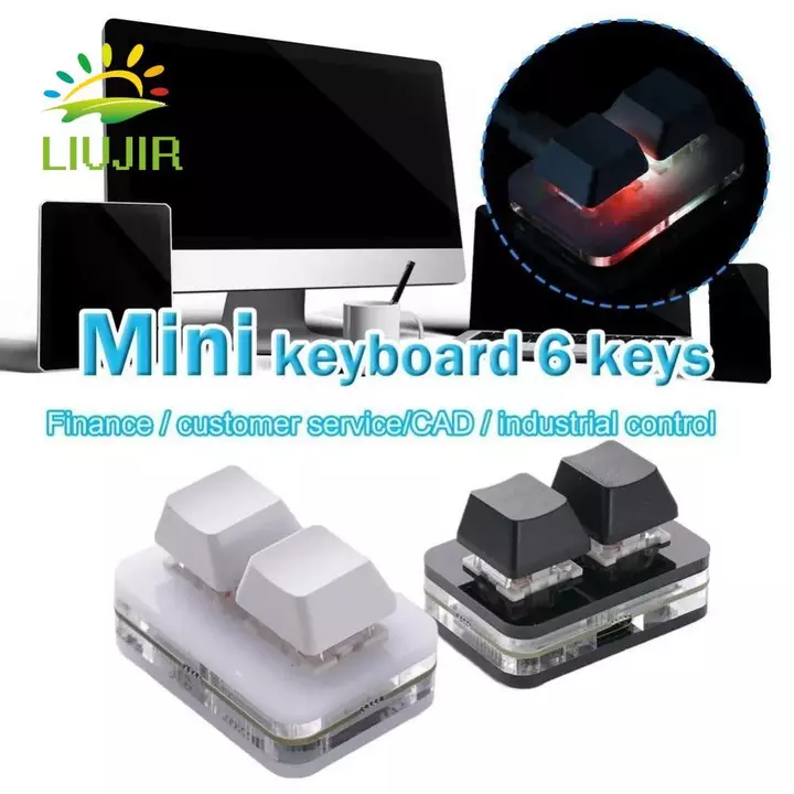 Bàn phím dán bản sao LIUJIR, Bàn phím mini 2 phím mini Acrylic tùy chỉnh, Trao đổi nóng Red Switch Giao diện phím cơ Type-c 2 phím Trò chơi bàn phím mini