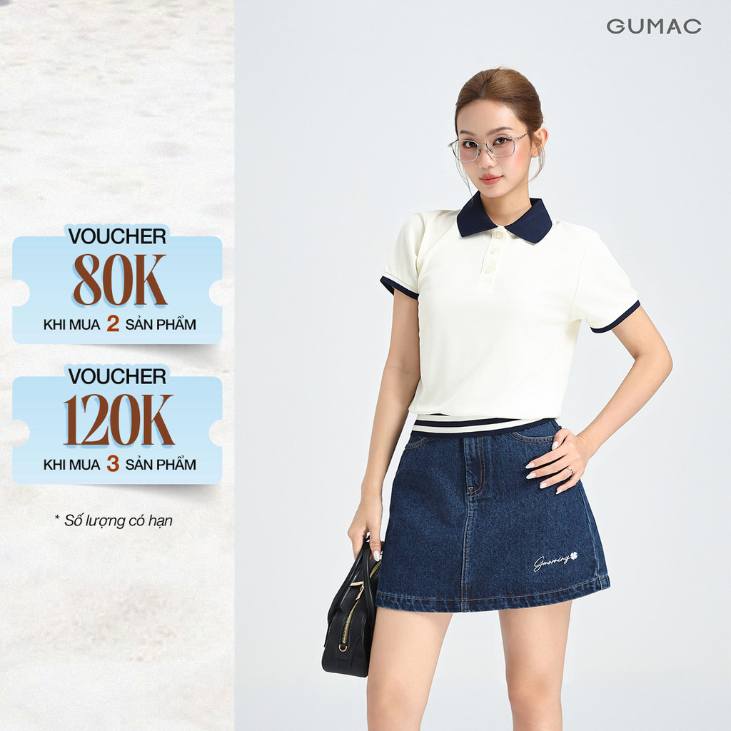 [MUA 2 GIẢM 100K] Áo Polo Nữ GUMAC Áo Thun Có Cổ Chất Tổ Ong Thoáng Mát Bigsize Phối Sọc Trẻ Trung Năng Động APG01024