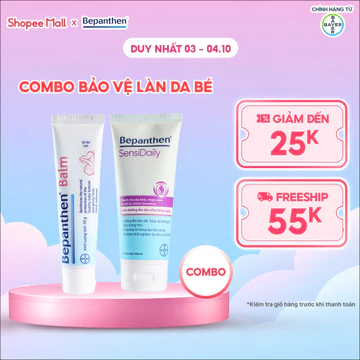 Combo Bảo Vệ Làn Da Bé: Kem Chống Hăm Bepanthen Balm 30G + Kem Dưỡng Ẩm Hằng Ngày Bepanthen Sensidaily Tuýp 200G