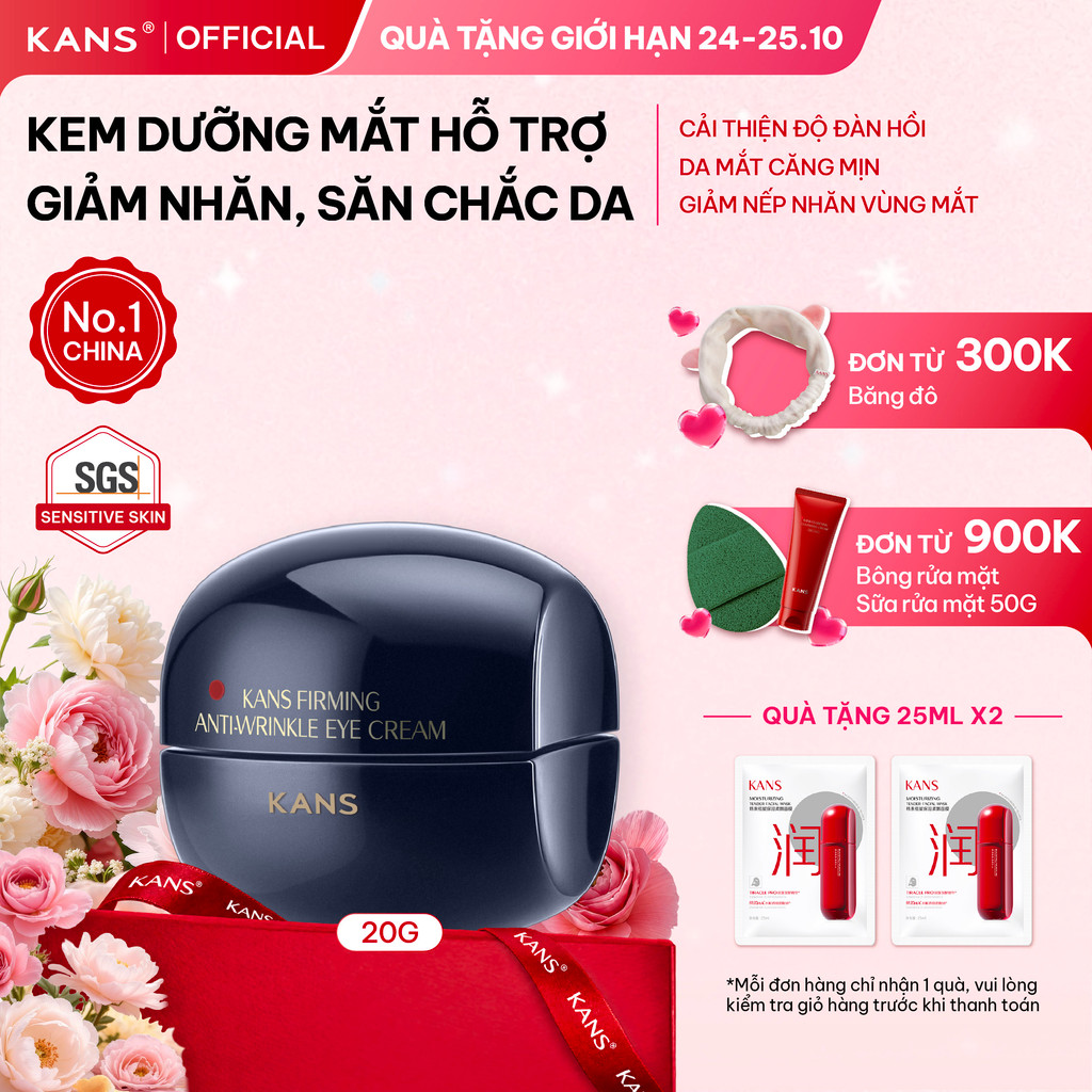 KANS Kem Mắt Chống Lão Hóa 20g Giúp Giảm Nếp Nhăn Đuôi Mắt, Săn Chắc Da, Tăng Độ Đàn Hồi Với Peptide Kép