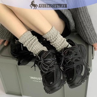 Onetimingfine 1 Đôi Tất Dài Dệt Kim Màu Trơn Cho Nữ Thời Trang Ngọt Ngào Rời Móc Giữa Ống Gothic Sox Boot Vòng Tay Xù Vớ VN