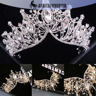 Onetimingfine Baroque Vương Miện Bé Gái Cưới Phụ Kiện Tóc Đá Quý Cô Dâu Tiara Tóc VN
