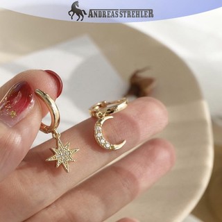 Onetimingfine 1 Cặp Thời Trang Ngôi Sao Mặt Trăng Bất Đối Xứng Vòng Bông Tai Nữ Bé Gái Vàng Màu Bạc Đảng Trang Sức Quà Tặng VN