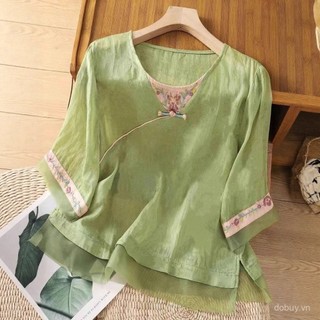 Mùa Hè 2025 - Áo sơ mi mỏng phong cách retro Trung Hoa từ vải cotton jacquard