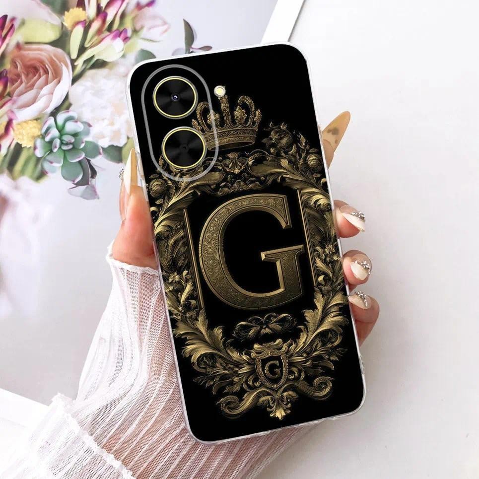 Ốp điện thoại silicon mềm họa tiết chữ cái vương miện ban đầu cho Xiaomi Poco C71 Redmi A5 4G Ốp lưng TPU mỏng trong suốt