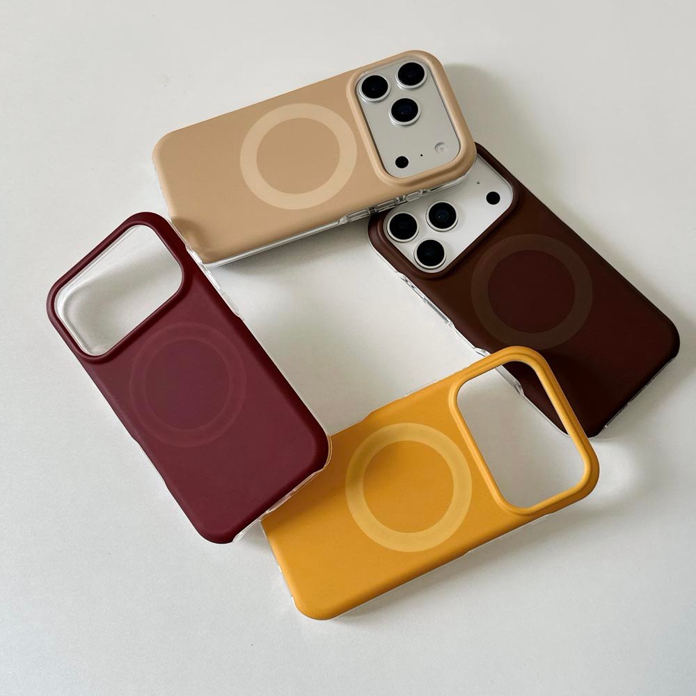 Ốp Lưng Cứng Tương Thích Với iPhone 13 14 14Pro 14ProMax 15 15Pro 15ProMax 16 16Pro 16ProMax 17 17Pro 17ProMax 17Air Retro Họa Tiết Màu Trơn Nam Châm