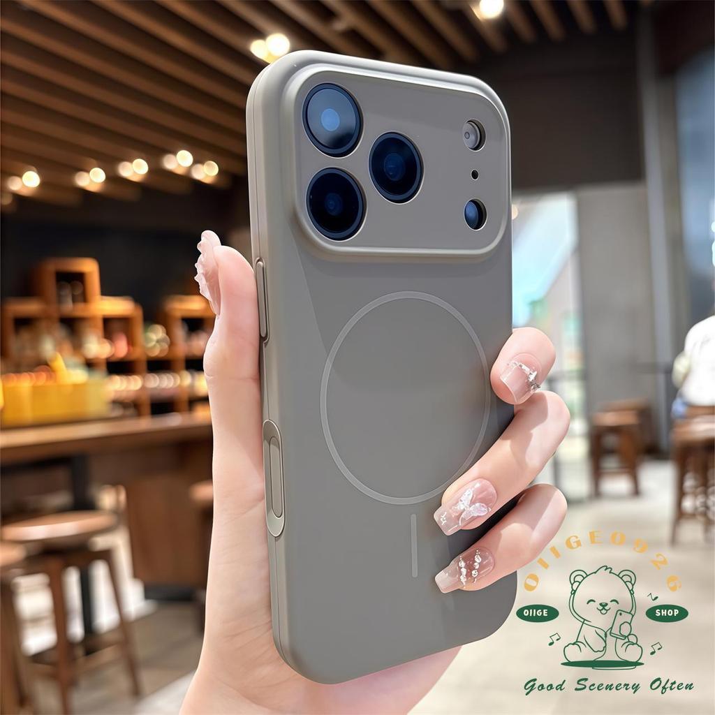 【 Ốp lưng iPhone17 】 Vỏ điện thoại từ tính silica gel lỏng màu cam iphone17 Pro Max 16 cho vỏ iPhone Vỏ mềm silicon TPU chống sốc