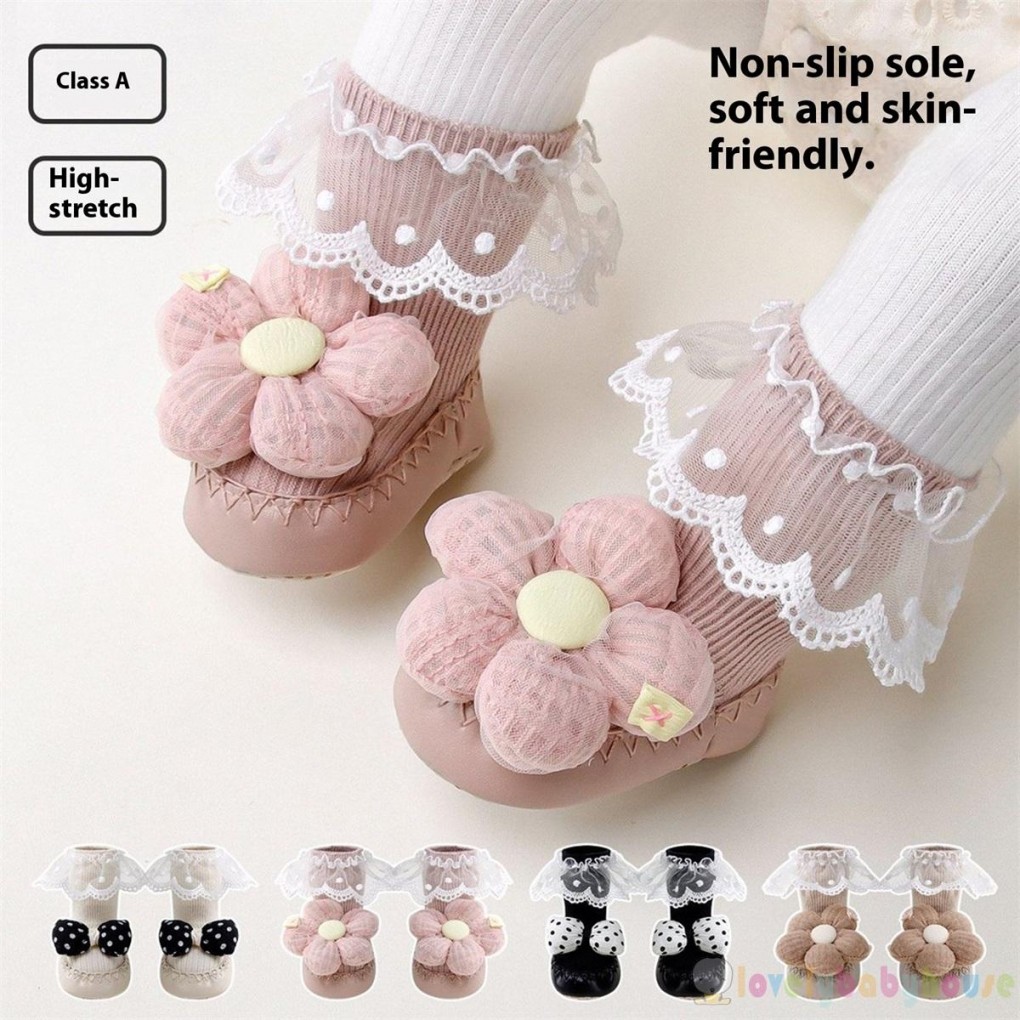 LBH-Baby Girl Dễ Thương Hoa / Nơ Chống Trơn Trượt Dép Đi Bộ Ấm Áp Cho Mọi Mùa