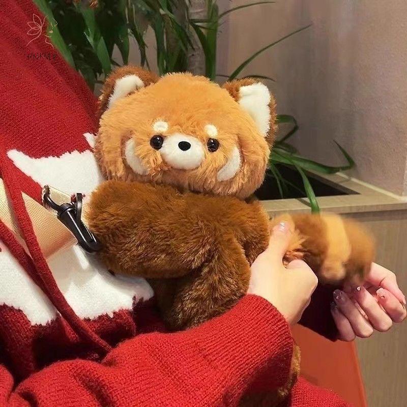 HNKMP Gấu Trúc Đỏ Sang Trọng Ba Lô Búp Bê Sang Trọng Dễ Thương Nữ Đeo Ngang Mềm Túi Đeo Vai Cho Cắm Trại Tiệc Du Lịch Quà Tặng Sinh Nhật Nữ.