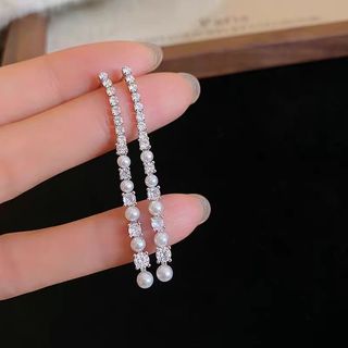 Bông tai bạc 925 kim ngọc trai zircon tua rua, phong cách thanh lịch và sang trọng cho nàng
