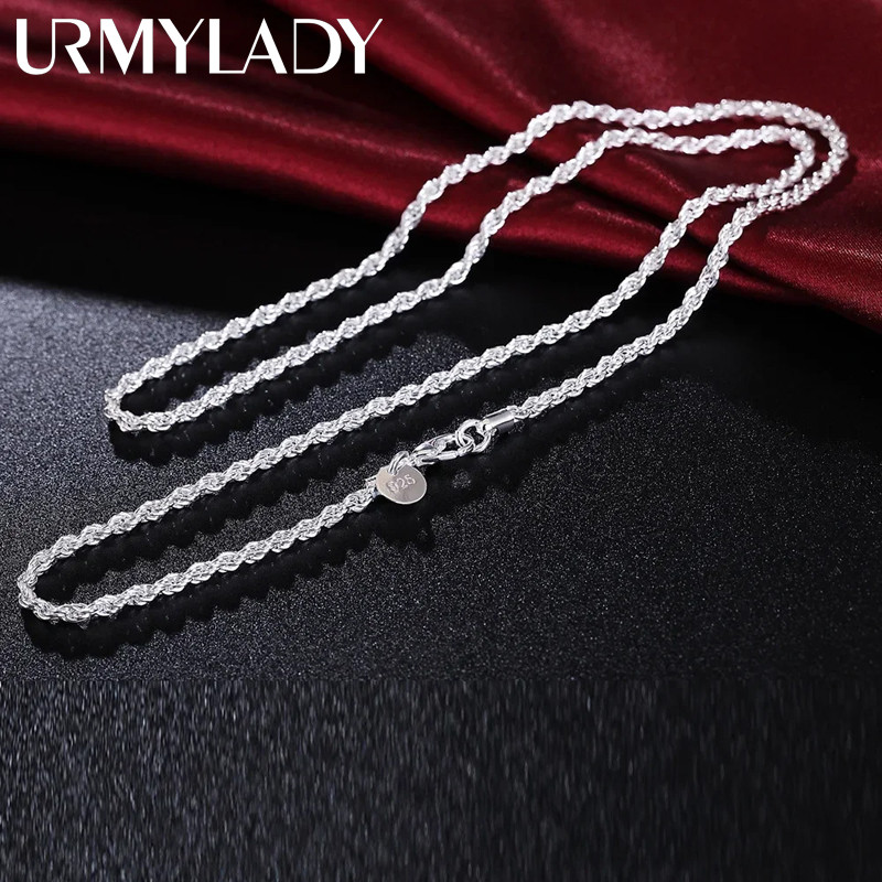 URMYLADY Vòng Cổ Bạc 925 3mm, 40-60cm, Thời Trang cho Nam và Nữ